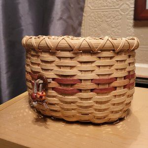 Hand woven signed basket with wood base~~absolutely adorable and one of a kind!